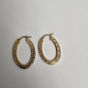 18KGP Italy Gold Textured Hoop Earrings